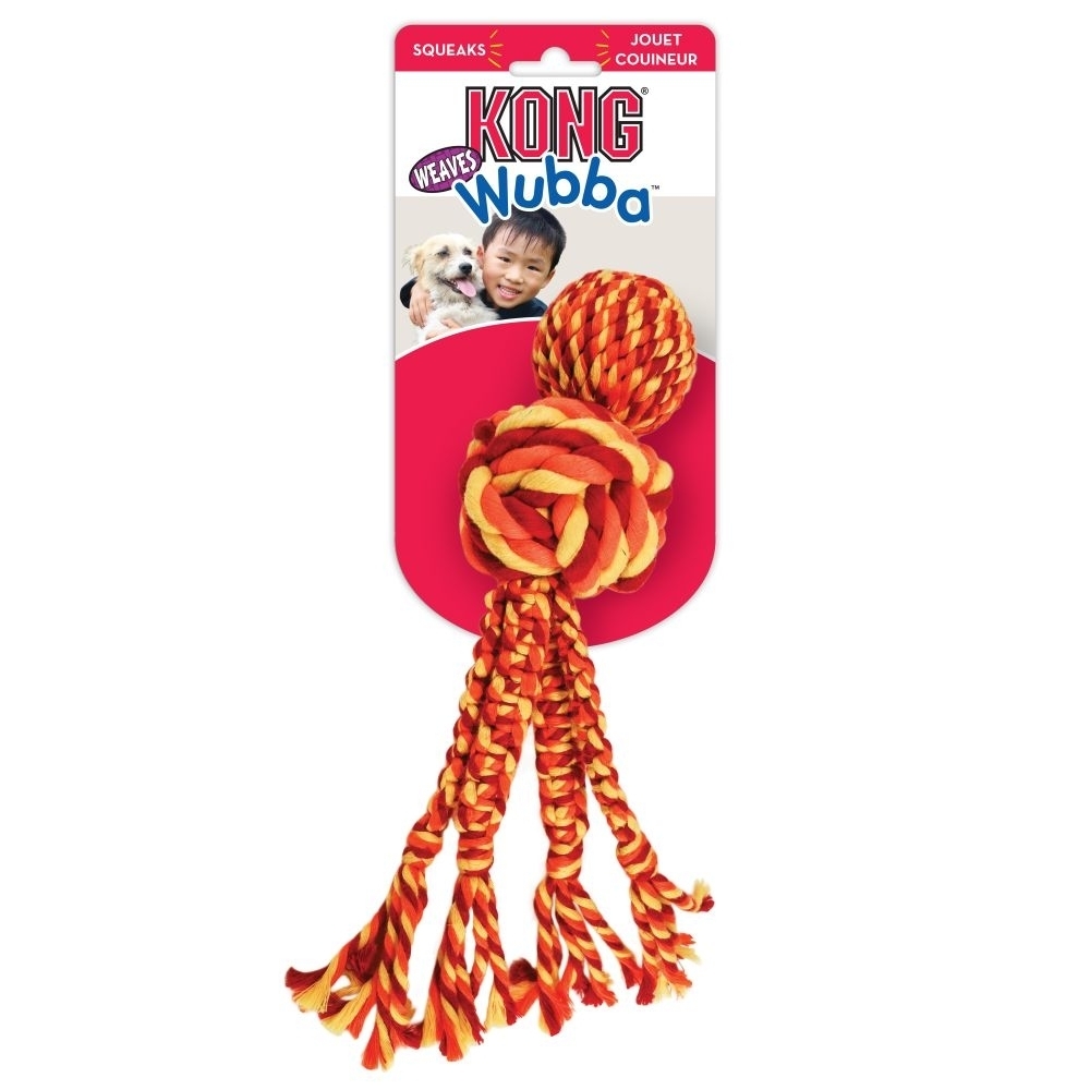 3 x KONG Wubba Weaves Tug Rope Toy for Dogs in Assorted Colours - Large image 0