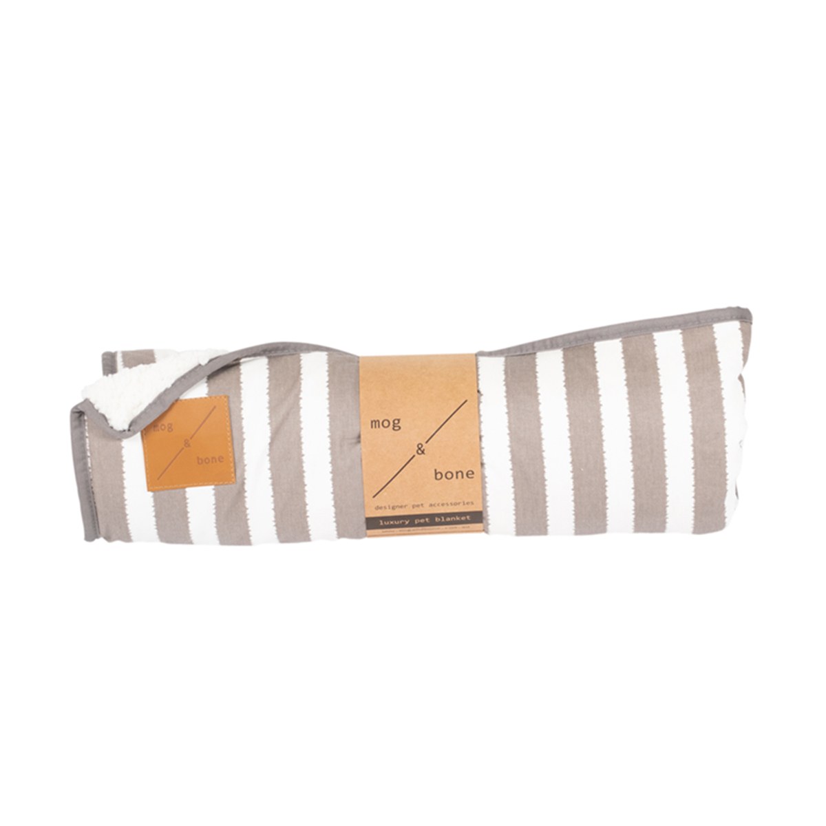 Mog & Bone Soft Reversible Pet Blanket Latte Hamptons Stripe image 0