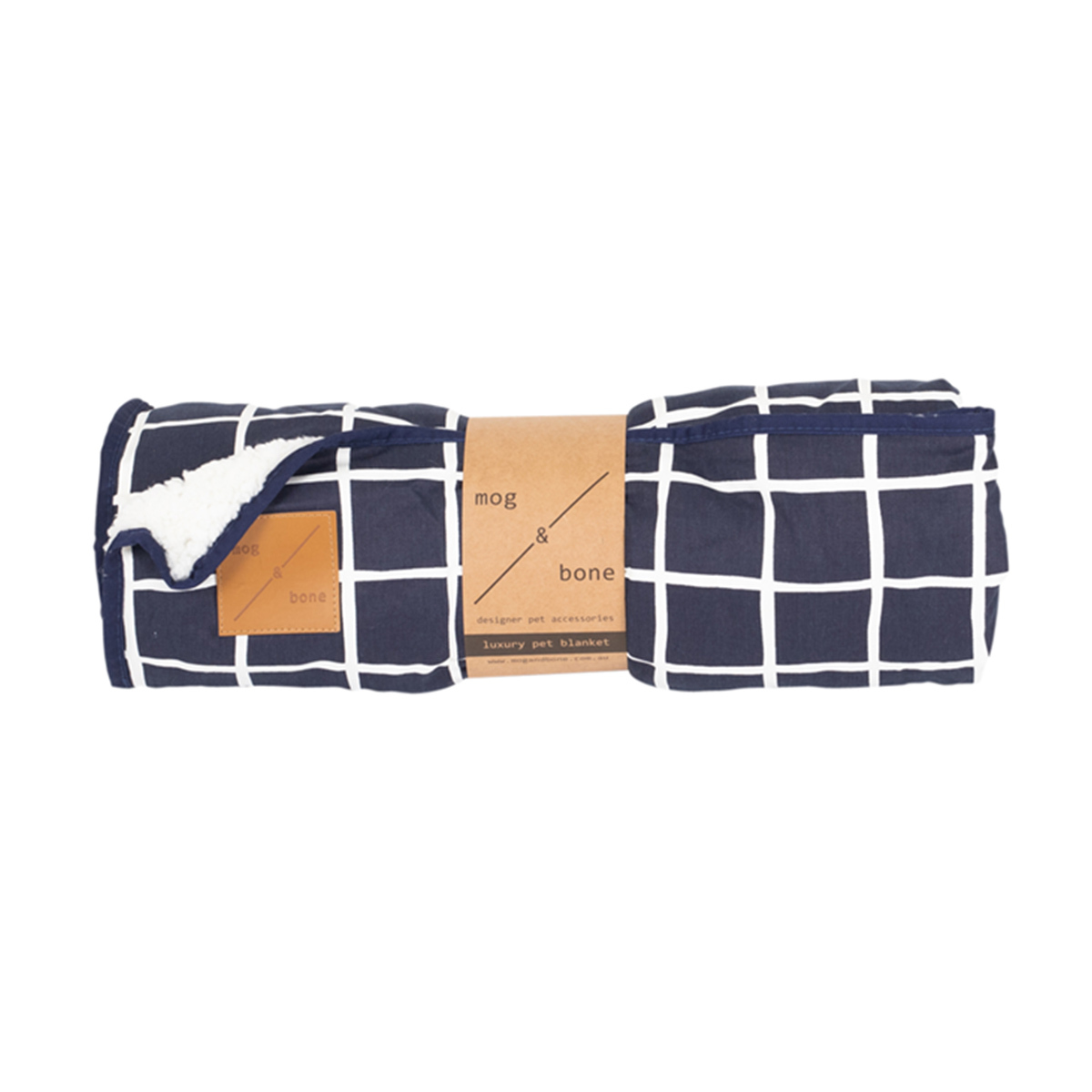 Mog & Bone Soft Reversible Pet Blanket Navy Check image 0