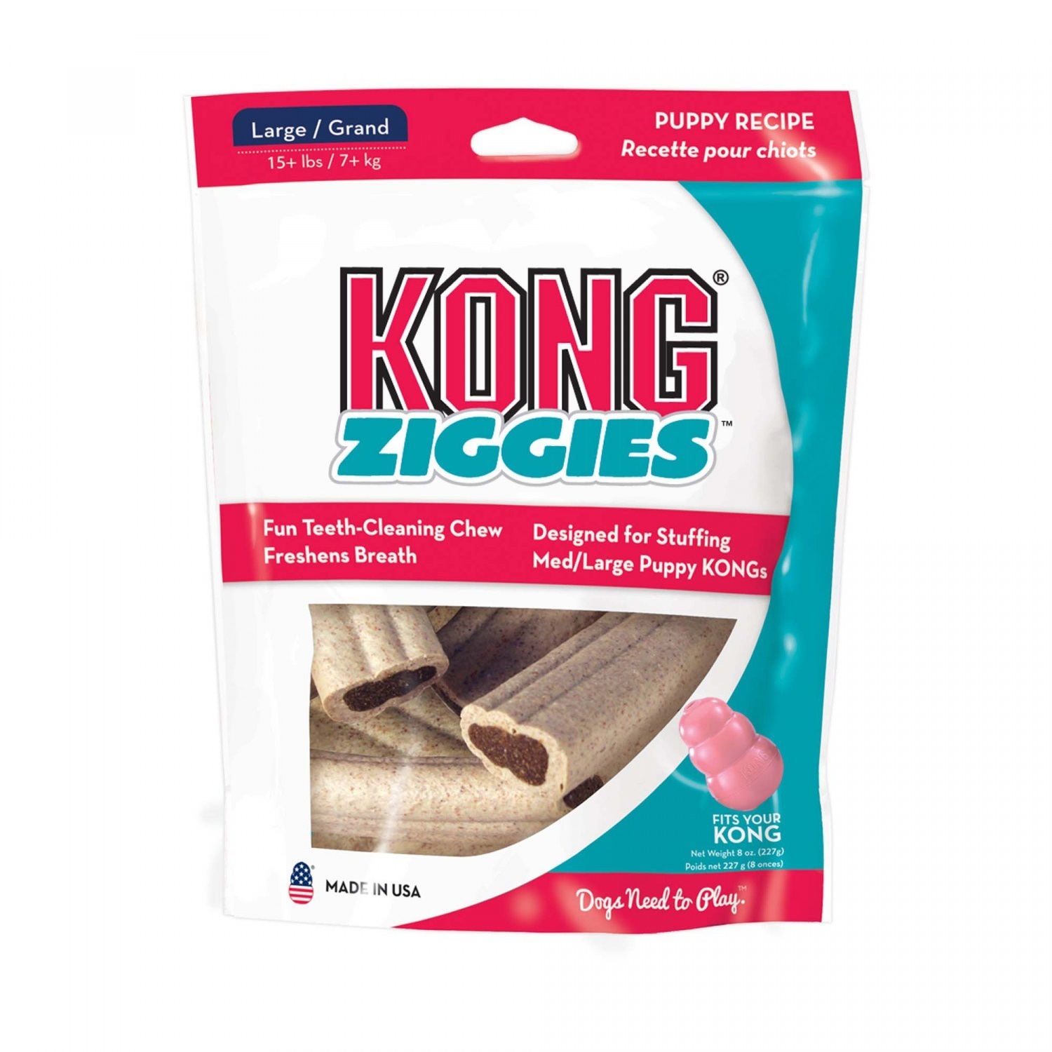 KONG Stuff'N Ziggies Puppy Recipe Breath Freshening Dog Treats - Made in USA - Small - 4 Packs image 0