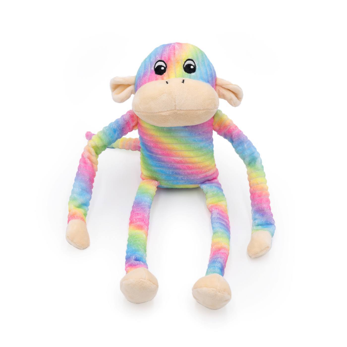 Zippy Paws Spencer the Crinkle Monkey Long Leg Plush Dog Toy - Large Rainbow  image 0