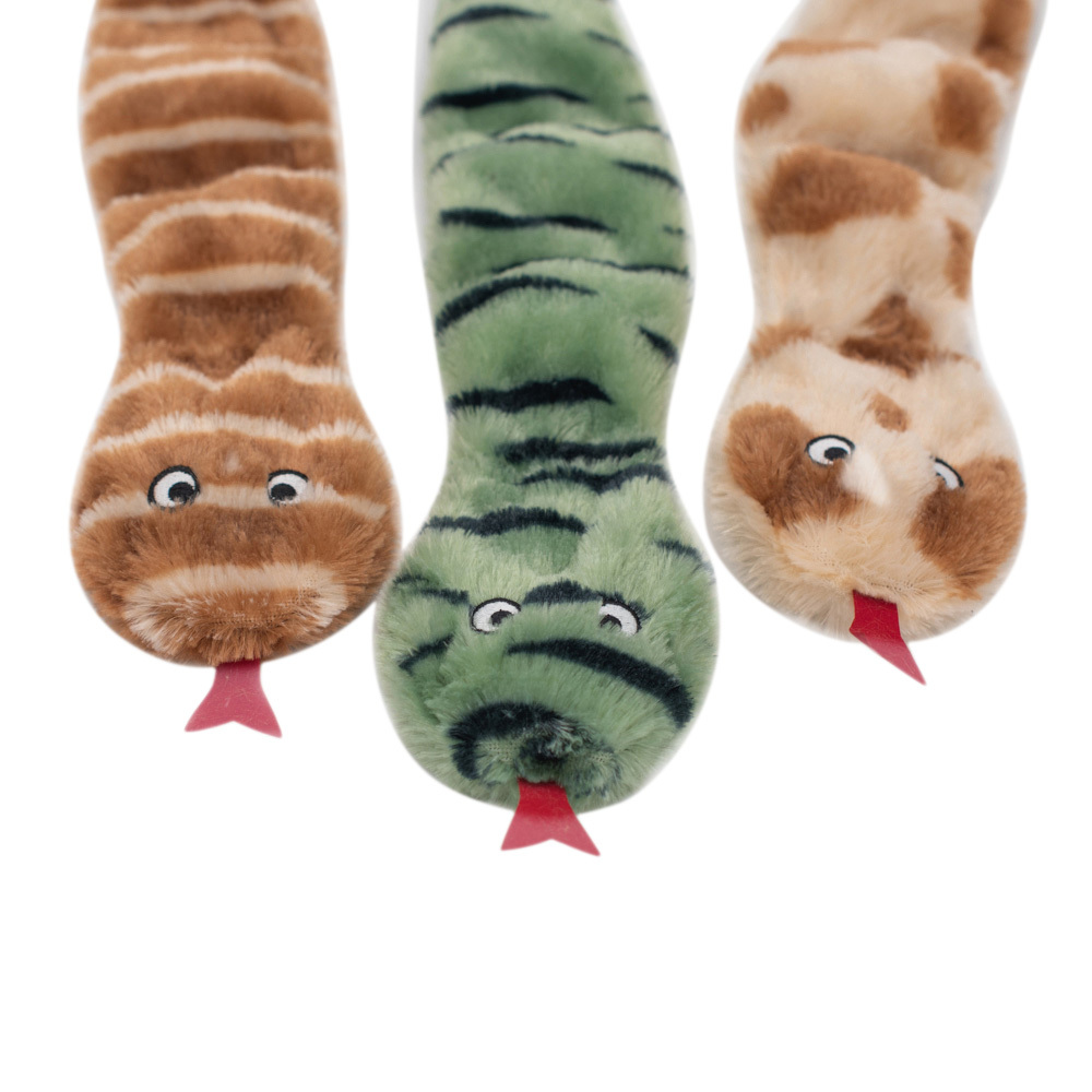 Zippy Paws Skinny Peltz Plush No- Stuffing Squeaker Dog Toy - Desert Snakes 3- Pack image 0
