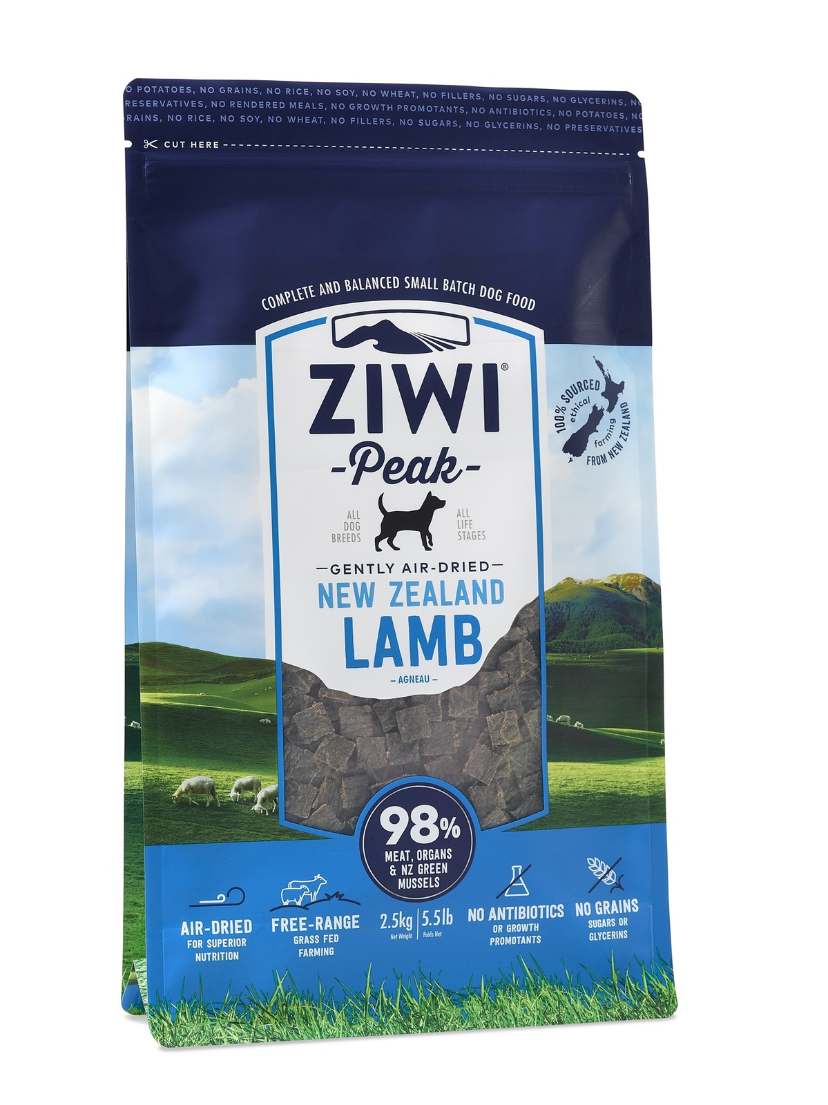 Ziwi Peak Air Dried Grain Free Dog Food 2.5kg Pouch - Free Range Lamb image 0