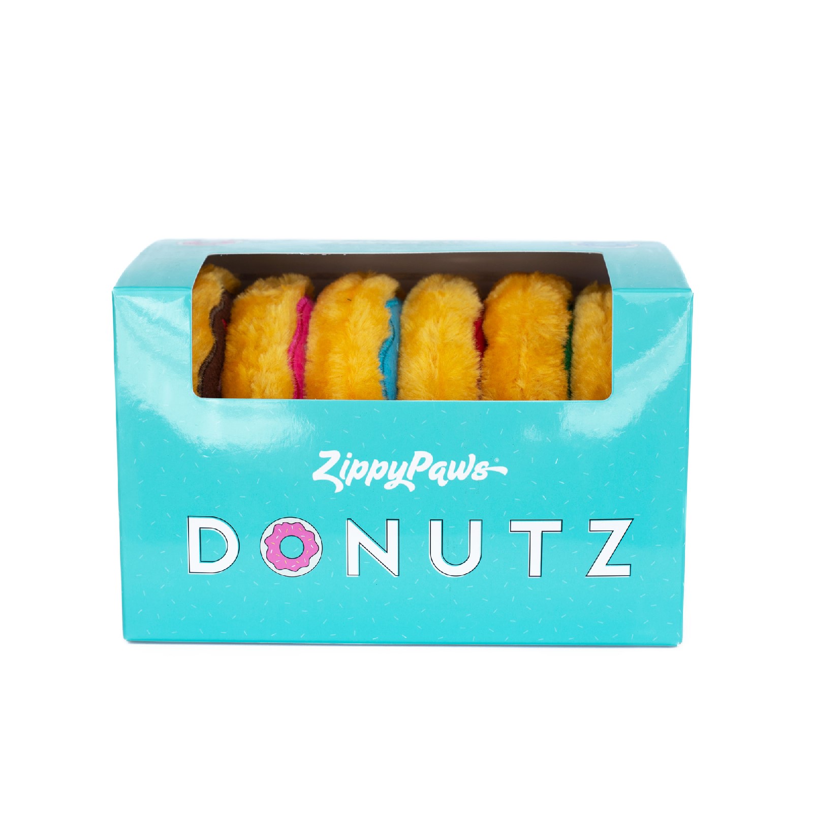 Zippy Paws Miniz Donutz Plush Squeaker Dog Toy - Gift Box with 6 Mini Donuts image 0