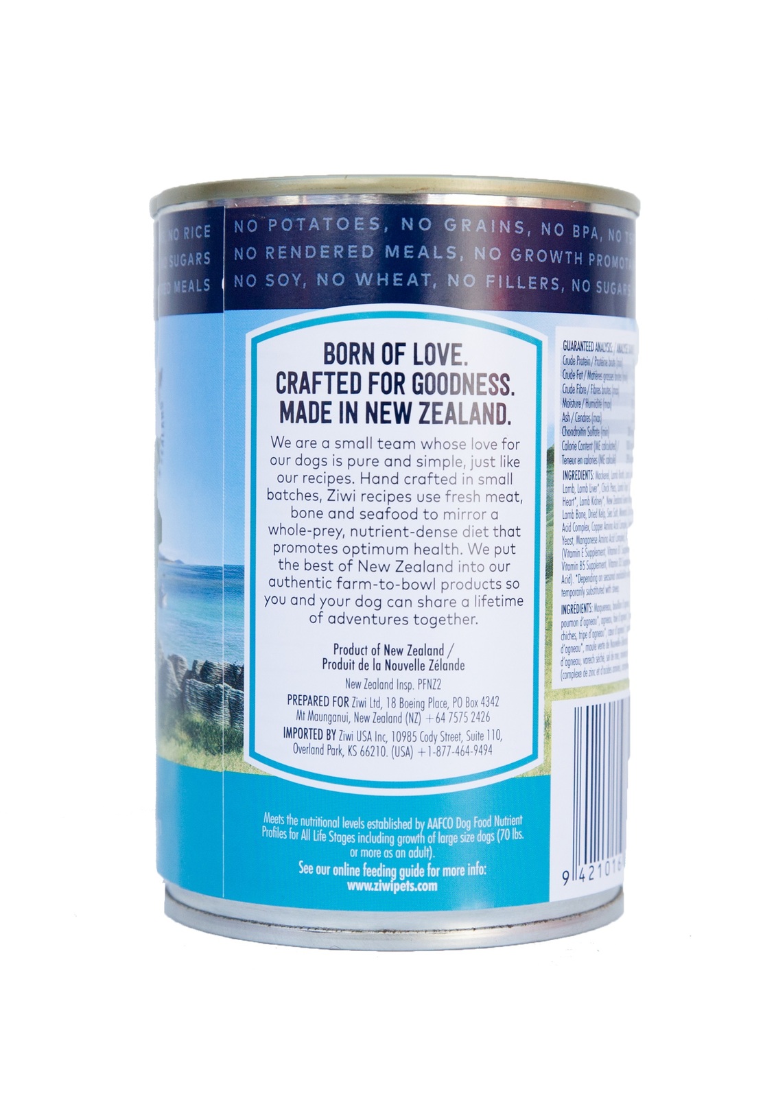 Ziwi Peak Moist Grain Free Dog Food - Mackerel & Lamb - 390g x 12 Cans image 0