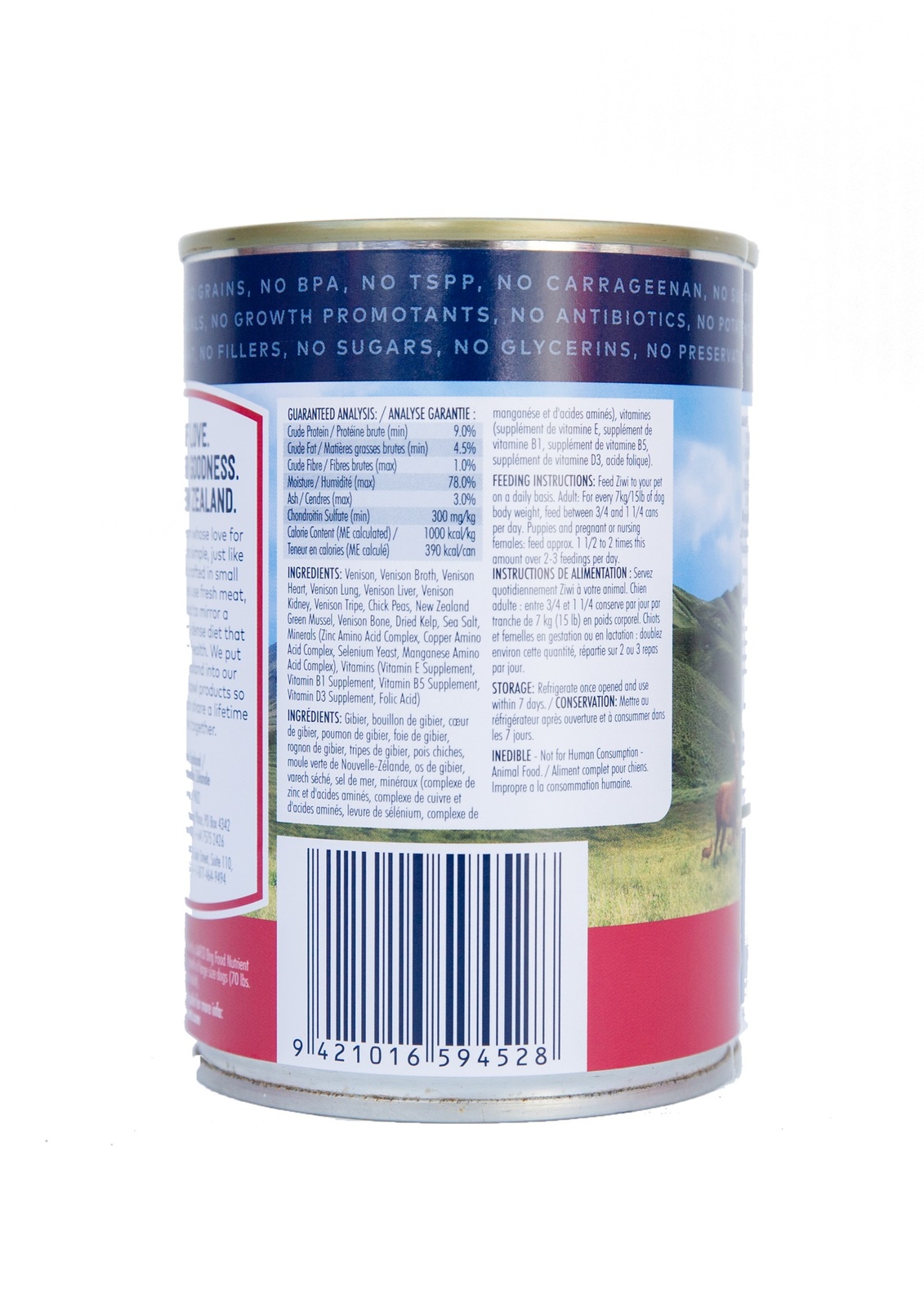 Ziwi Peak Moist Grain Free Dog Food - Venison 390g x 12 Cans image 0