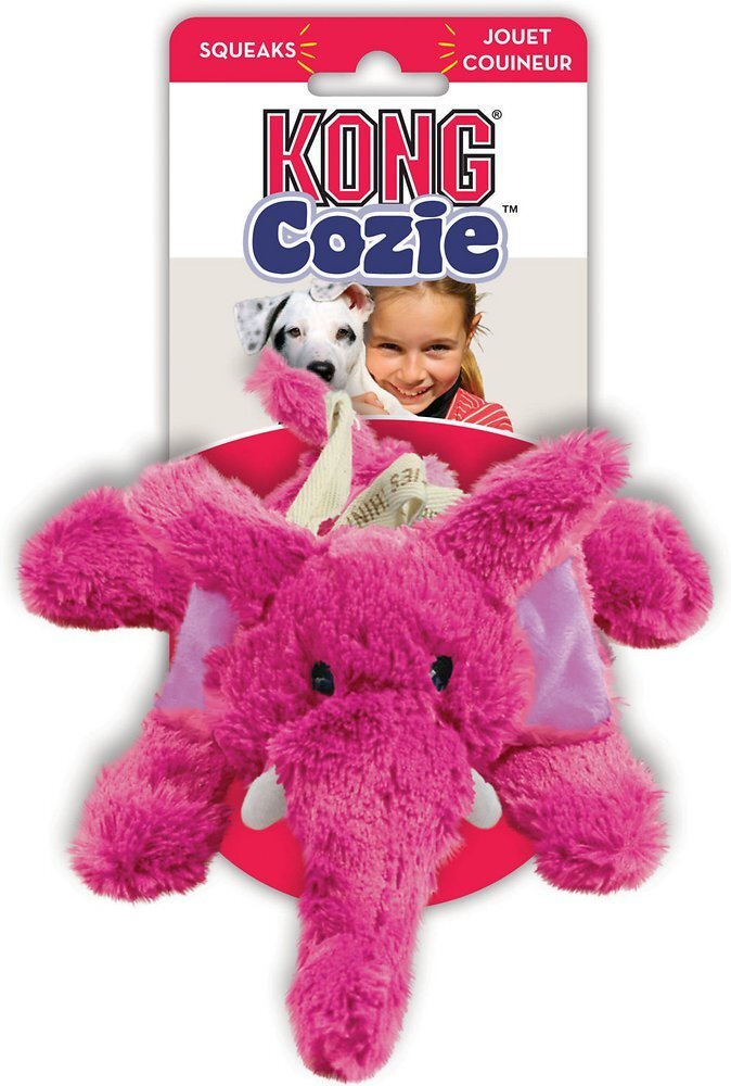 3 x KONG Cozie - Low Stuffing Snuggle Dog Toy - Elmer Elephant - Small image 0
