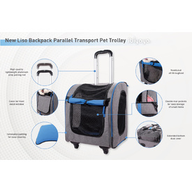 Ibiyaya New Liso Backpack Parallel Transport Pet Trolley - Slate/Sapphire image 9