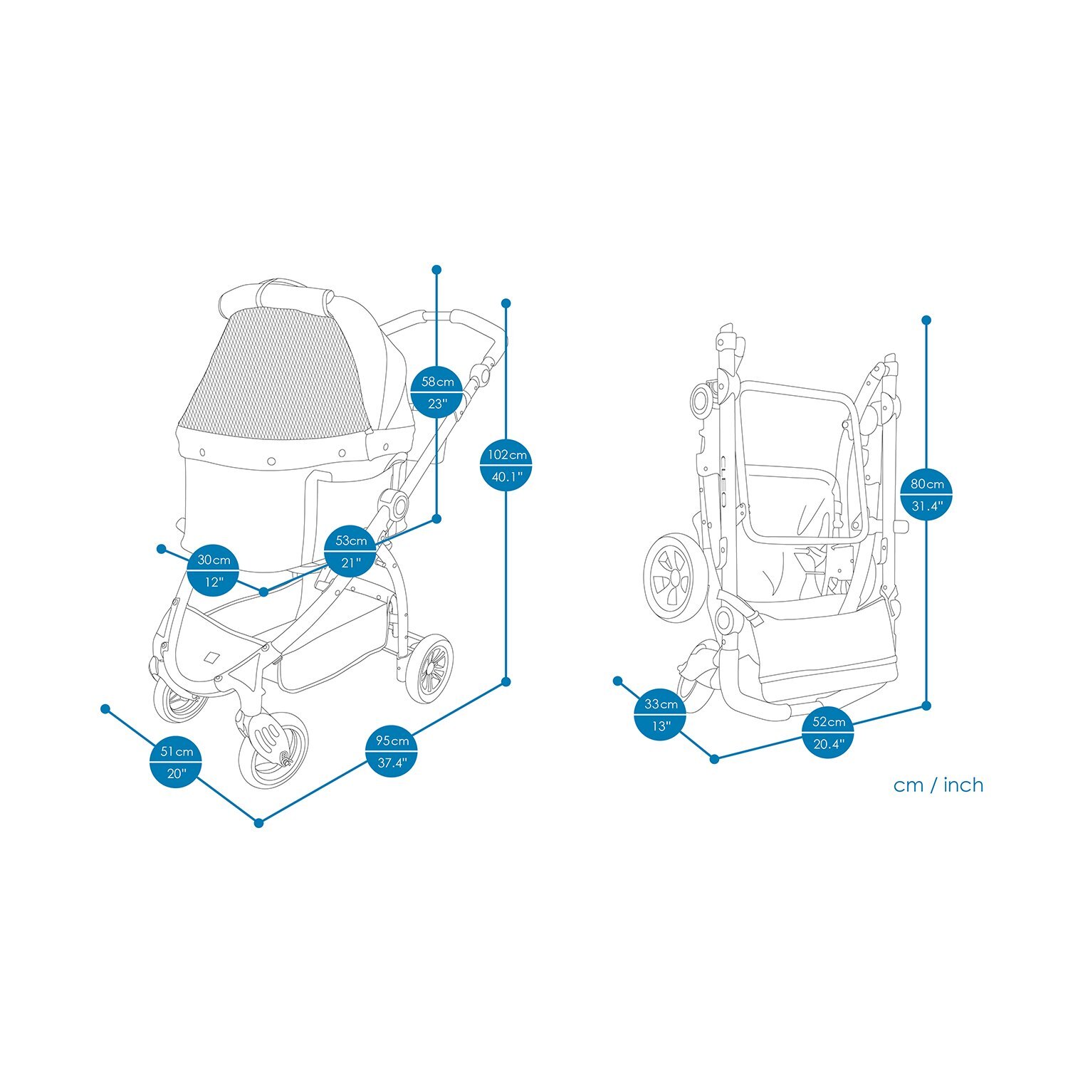 Ibiyaya CLEO Multifunction Pet Stroller & Car Seat Travel System in Denim image 10