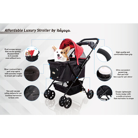 Ibiyaya Easy Strolling Pet Buggy for Cats & Dogs up to 20kg - Rouge Red image 11