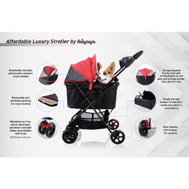 Ibiyaya Easy Strolling Pet Buggy for Cats & Dogs up to 20kg - Rouge Red image 12