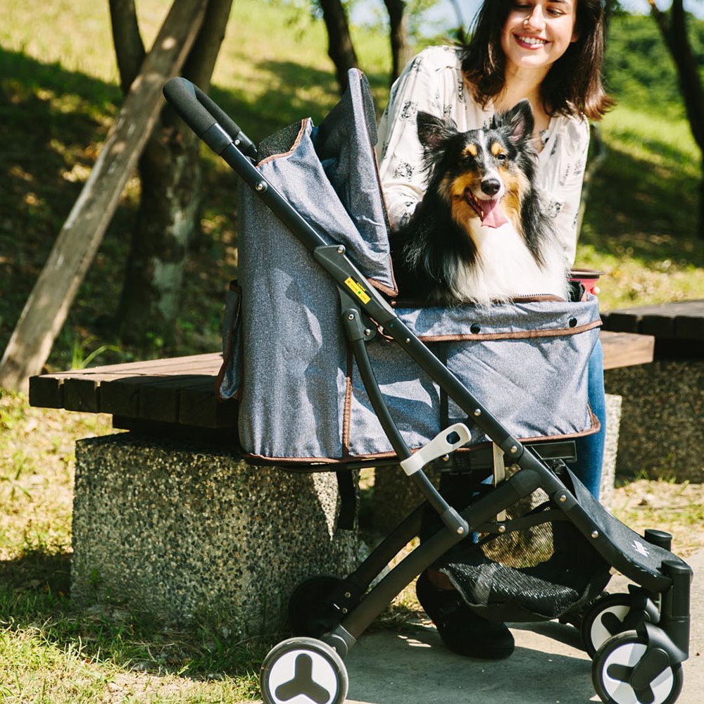 Ibiyaya Speedy Fold Pet Buggy Easy to Store Pet Stroller - Grey Denim image 13