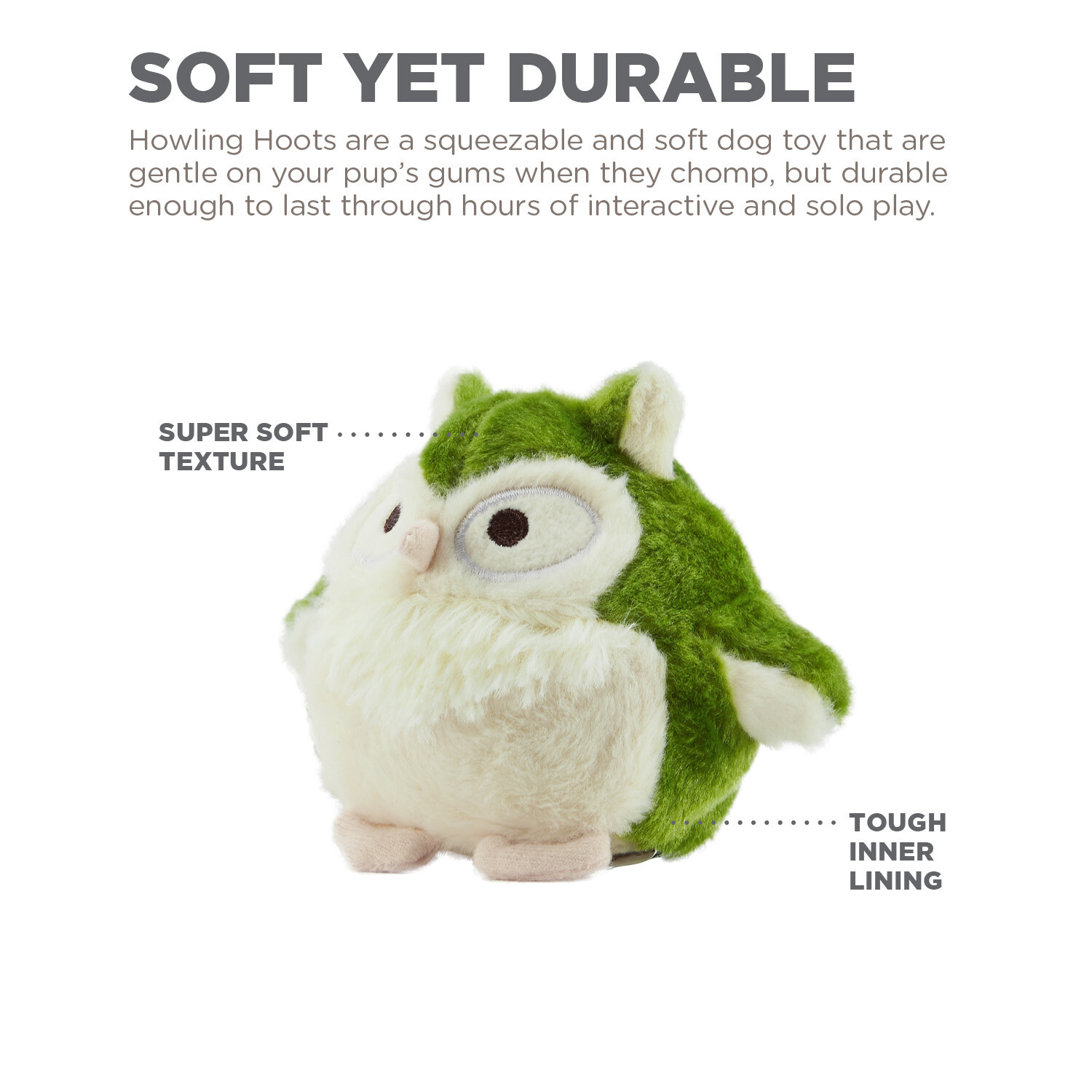 Outward Hound Durable Plush Dog Toy - Howling Hoots image 13