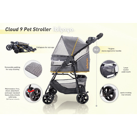 Ibiyaya Cloud 9 Pet Stroller for Cats & Dogs up to 20kg - Mustard Yellow image 14