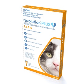 Revolution PLUS Flea, Worm & Tick Topical Prevention for Medium Cats 2.6-5kg - 3-Pack image 0
