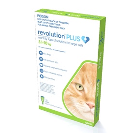 Revolution PLUS Flea, Worm & Tick Topical Prevention for Large Cats 5.1-10kg - 3-Pack image 0
