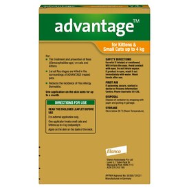 Advantage Spot-On Flea Control Treatment for Cats Under 4kg - 4-Pack image 0