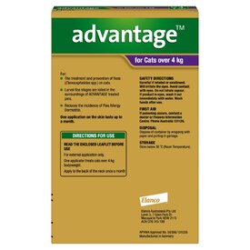 Advantage Spot-On Flea Control Treatment for Cats over 4kg - 4-Pack image 0