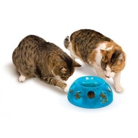 Smartcat Tiger Diner Interactive Slow Feeder Cat Bowl - Transparent Blue Plastic image 0