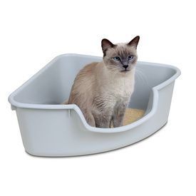 Smartcat Corner Cat Litter Box with Tall SIdes - Gray image 0