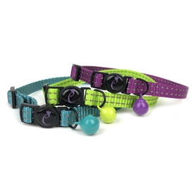 Cattitude Classic Reflective Cat Collar with Breakaway Safety Clip & Bell - Purple image 0