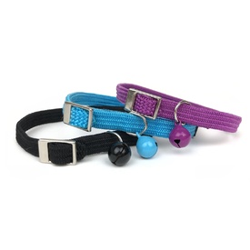 Cattitude Flexi Stretch Safety Cat Collar with Bell - Black image 0