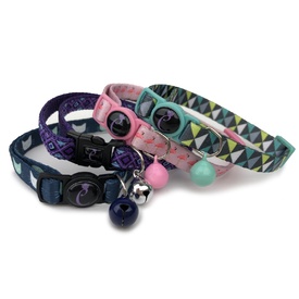 Cattitude Cat Collar with Breakaway Safety Clip & Bell - Geo Mint image 0