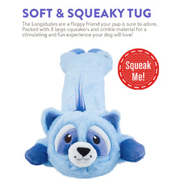 Charming Pet Longidudes Extra Long 75cm Plush Squeaker Dog Toy - Raccoon image 0