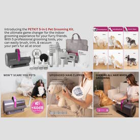 Petkit AirClipper 5-in-1 Pet Grooming Kit - Brushing, Trimming and Vacuum image 0
