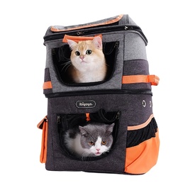 Ibiyaya Double-Decker Two-tier Pet Backpack for Cats & Small Dogs image 0