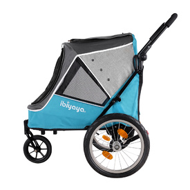 Ibiyaya Happy Pet Stroller Pram Jogger 2.0 - New and Improved w/ Bicycle Attachment - Blue image 0
