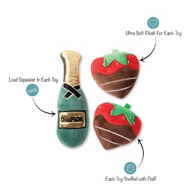 Fringe Studio Champagne Strawberry 3-piece Small Dog Toy Set image 0