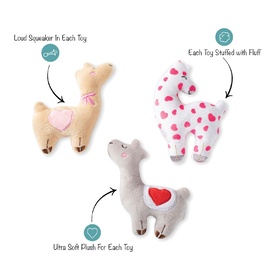 Fringe Studio Love Llamas 3-piece Small Dog Toy Set  image 0