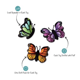 Fringe Studio Butterflies Plush Dog Toy 3 Pack image 0