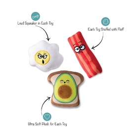 Fringe Studio Breakfast Plush Dog Toy - 3 Pack image 0