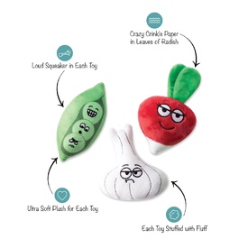 Fringe Studio Veggies Plush Dog Toy - Set of 3 Toys image 0