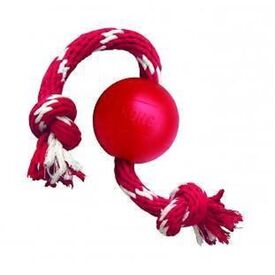 3 x KONG Classic Ball with Rope Non-Toxic Rubber Fetch Dog Toy - Small image 0