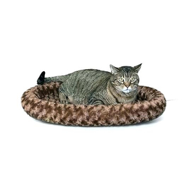 K&H Thermo Heated Indoor Pet Bed Round Plush Chocolate image 0