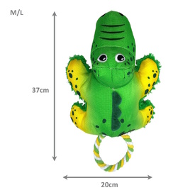 KONG Cozie Tuggz Rope Sqeueaker Dog Toy - Alligator Bulk Pack of 3 image 0