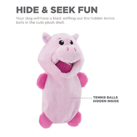 Outward Hound Hide-a-Ball Hogz Dog Toy - Piggy with 3 Tennis Balls image 0