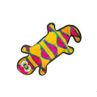 Outward Hound Invincibles Plush Low Stuffing Squeaker Dog Toy - Orange & Pink Gecko image 0