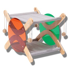 Pidan Double-Storey Hammock Cat Bed in Beechwood & Acrylic image 0