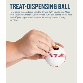 Planet Dog Durable Treat Dispensing & Fetch Dog Toy - Baseball  image 0