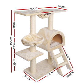 Cat Tree 100cm Scratching Post Scratcher Tower Cat Condo House - Beige image 0