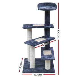 Cat Tree 100cm Trees Scratching Post Scratcher Tower Condo House Furniture Wood Steps image 0