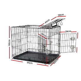 Portable Black Steel Rust-Resistant Dog Crate Foldable with Leak-Proof Trayze 36 image 0