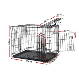 Portable Black Steel Rust-Resistant Dog Crate Foldable with Leak-Proof Tray image 0