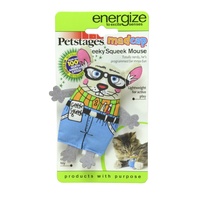 Petstages Madcap Geeky Squeek Mouse Plush Canvas Catnip Cat Toy image 0