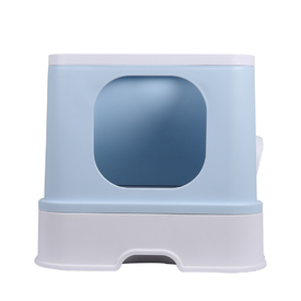 PaWz Cat Litter Box Fully Enclosed Kitty Toilet Trapping Odour Control Basin - Blue image 0