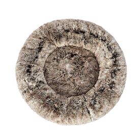 Pet Bed Cat Dog Donut Nest Calming Mat Soft Plush Kennel - Brown image 0
